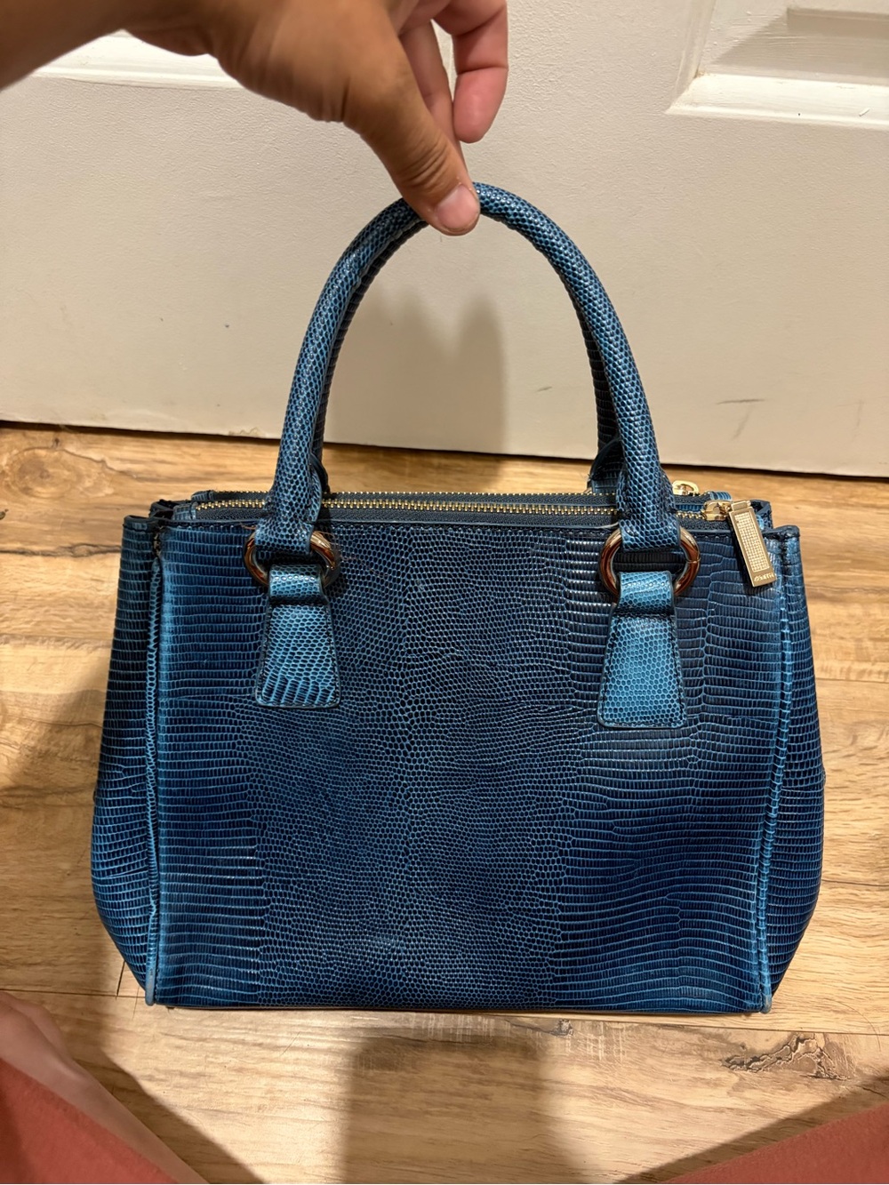 zenith Blue Textured Top-Handle Women’s Bag